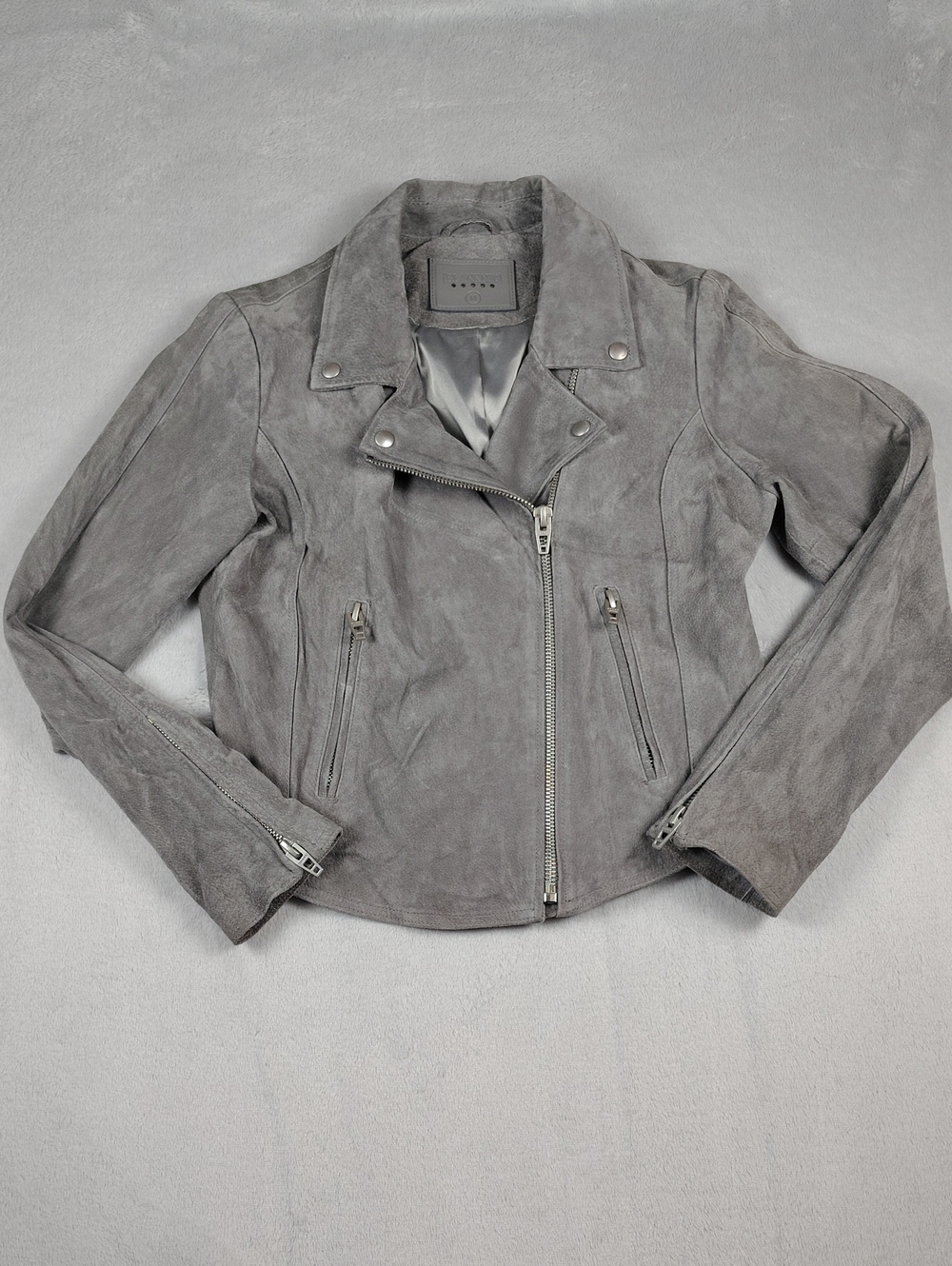 BlankNYC Gray Next Level Leather Suede Moto Biker Jacket Size Medium - Picture 7 of 15
